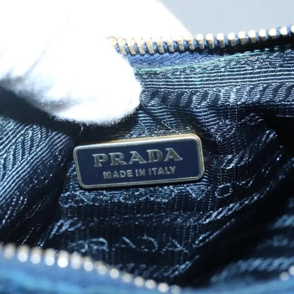 PRADA Accessory Pouch Nylon Blue Gold Auth 139522 - Picture 10 of 16